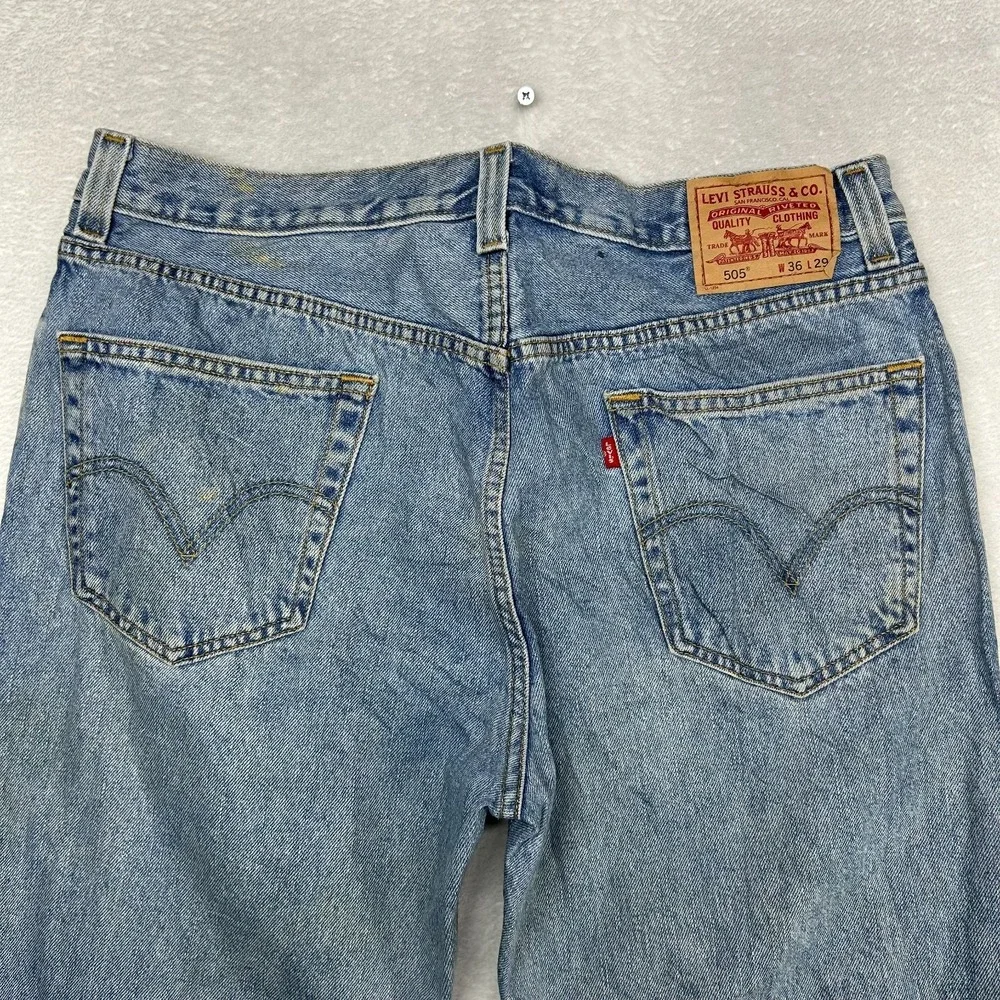 Levi's 505 Regular‎ Fit Jeans Men's Blue Denim Pockets Mid Rise Straight - 36X28
